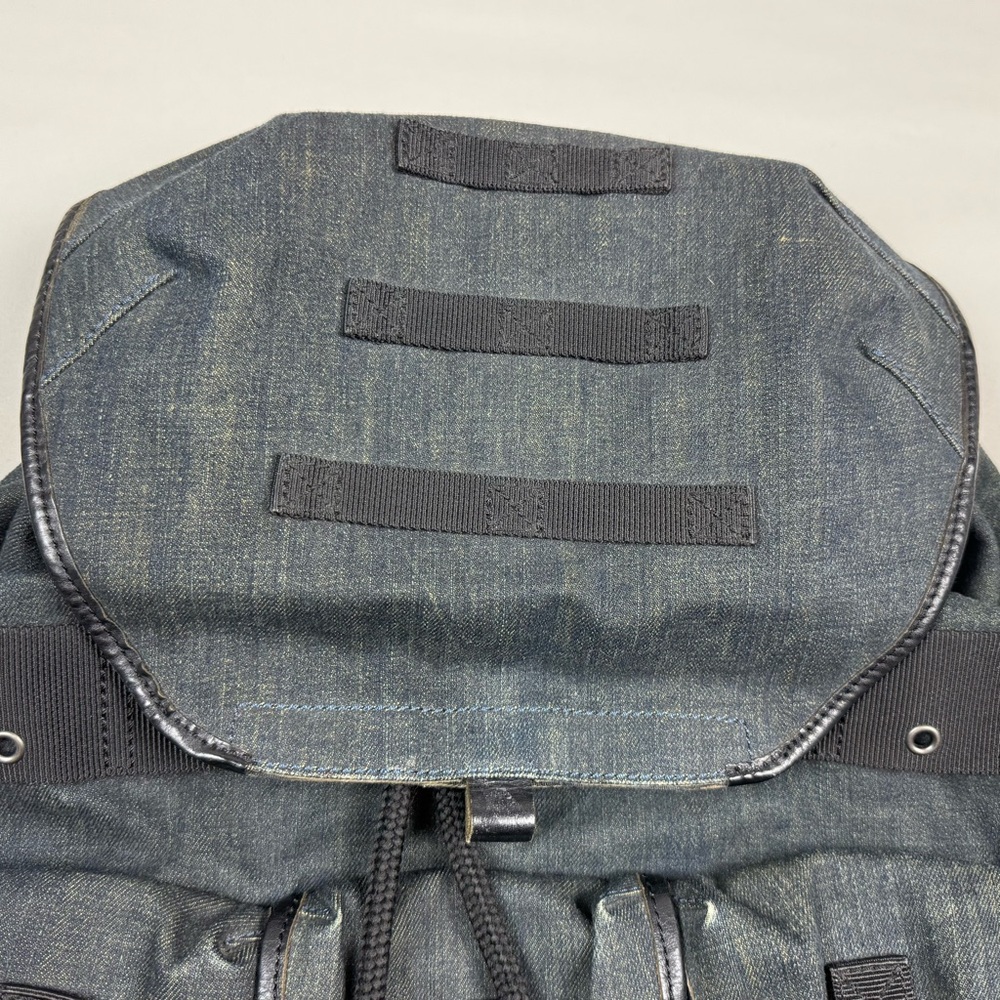 Diesel Waxed Denim De Breaking Backpack Dark Blue/Black Metal Buckles - Picture 7 of 13